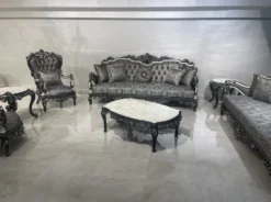 Casa Padrino Luxus Barock Sessel Silber / Weiß / Schwarz / Gold - Prunkvoller Wohnzimmer Sessel - Barockstil Wohnzimmer Möbel - Luxus Möbel im Barockstil - Barock Möbel - Barock Einrichtung