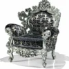 Casa Padrino Luxus Barock Sessel Silber / Schwarz / Silber - Barockstil Wohnzimmer Sessel mit elegantem Muster - Barock Möbel - Barock Wohnzimmer & Hotel Möbel - Luxus Qualität - Made in Italy