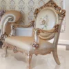 Casa Padrino Luxus Barock Sessel Beige / Kupferfarben 85 x 85 x H. 120 cm - Prunkvoller Wohnzimmer Sessel mit edlem Blumenmuster - Barock Wohnzimmer Möbel