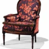 Casa Padrino Luxus Barock Sessel Lila / Rot / Dunkelbraun - Made in Italy