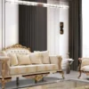 Casa Padrino Luxus Barock Sessel Weiß / Beige / Creme / Schwarz / Gold - Prunkvoller Wohnzimmer Sessel mit elegantem Muster - Luxus Wohnzimmer Möbel im Barockstil - Barock Möbel - Barock Einrichtung