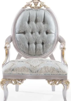 Casa Padrino Luxus Barock Sessel Türkis / Silber / Gold 83 x 82 x H. 119 cm - Edler Wohnzimmer Sessel im Barockstil