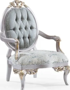 Casa Padrino Luxus Barock Sessel Türkis / Silber / Gold 83 x 82 x H. 119 cm - Edler Wohnzimmer Sessel im Barockstil