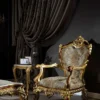 Casa Padrino Luxus Barock Sessel Grau / Rot / Gold 82 x 78 x H. 123 cm - Prunkvoller Massivholz Wohnzimmer Sessel mit elegantem Muster - Barock Möbel