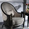 Casa Padrino Luxus Barock Sessel Silbergrau / Schwarz / Gold 80 x 91 x H. 101 cm - Barock Wohnzimmermöbel