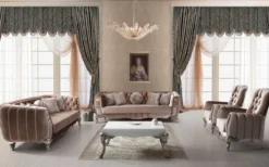 Casa Padrino Luxus Barock Sessel Rosa / Silber 91 x 86 x H. 104 cm - Wohnzimmer Sessel mit elegantem Muster - Barock Möbel