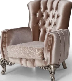 Casa Padrino Luxus Barock Sessel Rosa / Silber 91 x 86 x H. 104 cm - Wohnzimmer Sessel mit elegantem Muster - Barock Möbel
