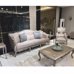 Casa Padrino Luxus Barock Sessel mit Kissen Silber H. 113 cm - Barockstil Wohnzimmer Möbel