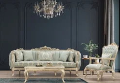 Casa Padrino Luxus Barock Sessel Grün / Antik Gold - Prunkvoller Wohnzimmer Sessel mit elegantem Muster - Barock Wohnzimmer Möbel