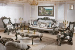 Casa Padrino Luxus Barock Sessel Weiß / Mehrfarbig / Grün / Gold - Prunkvoller Wohnzimmer Sessel mit elegantem Muster - Barock Wohnzimmer & Hotel Möbel - Edel & Prunkvoll