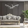 Casa Padrino Luxus Barock Sessel Grau / Antik Weiß / Gold - Prunkvoller Wohnzimmer Sessel mit elegantem Muster - Luxus Wohnzimmer Möbel im Barockstil - Barock Möbel - Barock Einrichtung