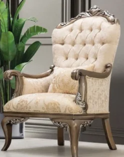 Casa Padrino Luxus Barock Sessel Beige / Gold / Braun / Silber - Wohnzimmer Sessel im Barockstil - Barock Wohnzimmer Möbel - Edel & Prunkvoll
