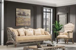 Casa Padrino Luxus Barock Sessel Beige / Gold / Braun / Silber - Wohnzimmer Sessel im Barockstil - Barock Wohnzimmer Möbel - Edel & Prunkvoll