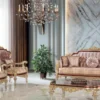 Casa Padrino Luxus Barock Sessel Rosa / Braun / Silber / Gold 78 x 70 x H. 116 cm - Prunkvoller Wohnzimmer Sessel mit elegantem Muster - Barock Möbel