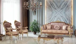 Casa Padrino Luxus Barock Sessel Rosa / Braun / Silber / Gold 78 x 70 x H. 116 cm - Prunkvoller Wohnzimmer Sessel mit elegantem Muster - Barock Möbel