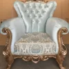 Casa Padrino Luxus Barock Sessel Türkis Muster / Gold - Prunkvoller Wohnzimmer Sessel mit Glitzersteinen - Luxus Wohnzimmer Möbel im Barockstil - Barock Möbel - Edel & Prunkvoll