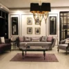 Casa Padrino Luxus Barock Sessel Grau / Schwarz / Silber 83 x 85 x H. 85 cm - Wohnzimmer Sessel mit edlem Samtstoff - Barock Möbel