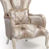 Casa Padrino Luxus Barock Sessel mit Kissen Beige / Weiß / Gold 83 x 96 x H. 102 cm - Barock Wohnzimmer Möbel