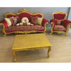 Casa Padrino Luxus Barock Sessel mit Glitzersteinen Bordeauxrot / Gold - Luxus Barockstil Möbel