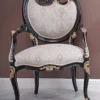 Casa Padrino Luxus Barock Sessel Linke Seite Grau / Schwarz / Gold - Barock Möbel - Made in Italy