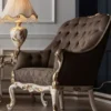 Casa Padrino Luxus Barock Sessel Braun / Cremefarben / Weiß / Gold - Eleganter Wohnzimmer Sessel im Barockstil - Barock Wohnzimmer Möbel