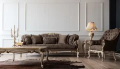 Casa Padrino Luxus Barock Sessel Braun / Cremefarben / Weiß / Gold - Eleganter Wohnzimmer Sessel im Barockstil - Barock Wohnzimmer Möbel