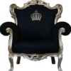 Casa Padrino Luxus Barock Sessel Pompöös von Harald Glööckler in Schwarz und Gold, 95 x 80 x 105 cm