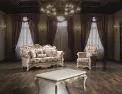Casa Padrino Luxus Barock Sessel mit Glitzersteinen und dekorativem Kissen Rosa / Weiß / Gold 106 x 90 x H. 110 cm - Wohnzimmer Möbel im Barockstil