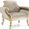 Casa Padrino Luxus Barock Sessel Grau / Cremeweiß / Gold - Handgefertigter Barockstil Wohnzimmer Sessel - Luxus Wohnzimmer Möbel im Barockstil - Luxus Qualität - Made in Italy