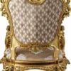 Casa Padrino Luxus Barock Sessel Grau Muster / Braun / Gold - Prunkvoller Wohnzimmer Sessel mit Glitzersteinen - Luxus Wohnzimmer Möbel im Barockstil - Barock Möbel - Edel & Prunkvoll