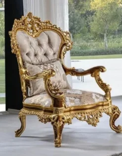 Casa Padrino Luxus Barock Sessel Grau Muster / Braun / Gold - Prunkvoller Wohnzimmer Sessel mit Glitzersteinen - Luxus Wohnzimmer Möbel im Barockstil - Barock Möbel - Edel & Prunkvoll