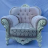 Casa Padrino Luxus Barock Sessel mit Glitzersteinen Rosa / Weiß - Barock Möbel