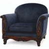 Casa Padrino Luxus Barock Sessel Blau / Dunkelbraun - Barock Wohnzimmer Möbel