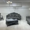 Casa Padrino Luxus Barock Sessel Grau / Silber - Prunkvoller Wohnzimmer Sessel - Barockstil Wohnzimmer Möbel - Luxus Möbel im Barockstil - Barock Einrichtung - Edel & Prunkvoll