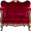 Casa Padrino Luxus Barock Sessel Rot / Antik Gold - Prunkvoller Antik Stil Wohnzimmer Sessel - Barock Wohnzimmer Möbel - Edel & Prunkvoll