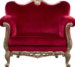 Casa Padrino Luxus Barock Sessel Rot / Antik Gold - Prunkvoller Antik Stil Wohnzimmer Sessel - Barock Wohnzimmer Möbel - Edel & Prunkvoll
