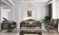 Casa Padrino Luxus Barock Sessel Lila / Grau / Gold - Prunkvoller Wohnzimmer Sessel mit elegantem Muster - Luxus Wohnzimmer Möbel im Barockstil - Barock Möbel - Barock Einrichtung