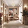 Casa Padrino Luxus Barock Sessel Hellbraun / Dunkelbraun / Gold - Barock Möbel