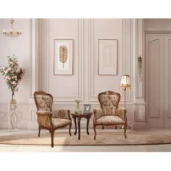 Casa Padrino Luxus Barock Sessel Hellbraun / Dunkelbraun / Gold - Barock Möbel