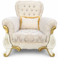 Casa Padrino Luxus Barock Sessel Creme / Gold - Prunkvolle Barock Möbel