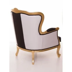 Casa Padrino Luxus Barock Sessel im prunkvollen Stil, Schwarz, Weiß und Gold, 75 x 98 x 86 cm
