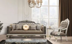 Casa Padrino Luxus Barock Sessel Blau / Gold / Grau / Weiß / Gold - Prunkvoller Wohnzimmer Sessel mit elegantem Muster - Barock Wohnzimmer Möbel