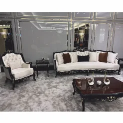 Casa Padrino Luxus Barock Sessel Creme / Schwarz / Gold H. 105 cm - Barock Möbel