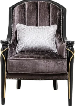 Casa Padrino Luxus Barock Sessel Lila / Schwarz / Gold H. 112 cm