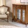Casa Padrino Luxus Barock Sessel Grau / Braun - Handgefertigter Mahagoni Wohnzimmer Sessel - Barock Wohnzimmer Möbel - Luxus Qualität - Made in Italy
