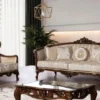 Casa Padrino Luxus Barock Sessel Beige / Braun / Gold - Prunkvoller Wohnzimmer Sessel mit elegantem Muster - Barock Wohnzimmer Möbel