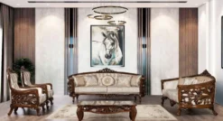 Casa Padrino Luxus Barock Sessel Beige / Braun / Gold - Prunkvoller Wohnzimmer Sessel mit elegantem Muster - Barock Wohnzimmer Möbel