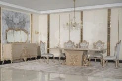 Casa Padrino Luxus Barock Sideboard mit Spiegel Grau / Gold - Luxus Möbel Möbel im Barockstil - Barock Möbel - Barock Einrichtung - Edel & Prunkvoll