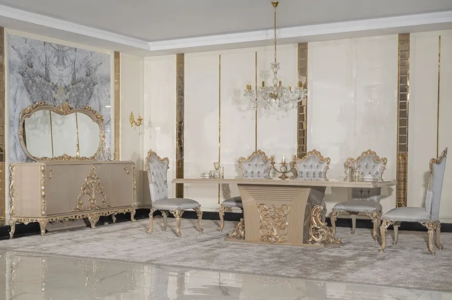 Casa Padrino Luxus Barock Sideboard mit Spiegel Grau / Gold - Luxus Möbel Möbel im Barockstil - Barock Möbel - Barock Einrichtung - Edel & Prunkvoll