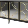 Casa Padrino Luxus Barock Sideboard Schwarz / Gold 220 x 55 x H. 105 cm - Prunkvoller Schrank mit 4 verspiegelten Türen - Barock Möbel